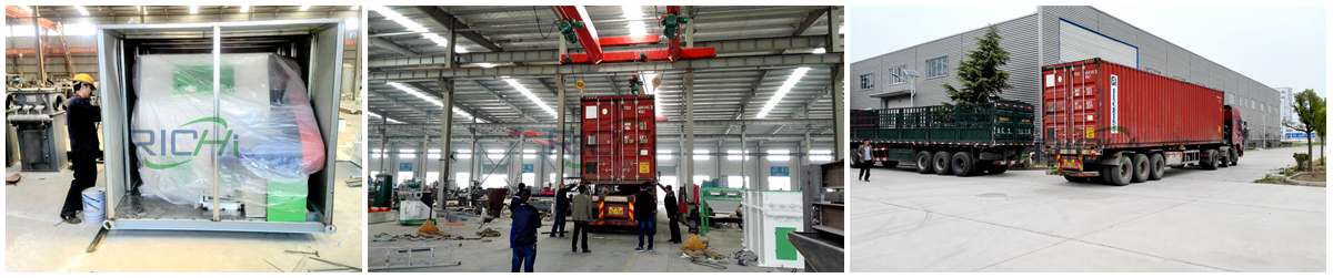 shipping delivery of the fish feed pellet line