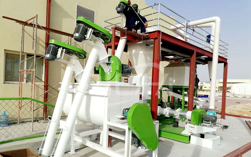 factory picture of this fish feed pellet machine line