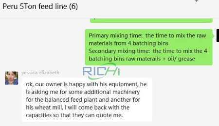 feedback of the Animal feed mill in Peru project