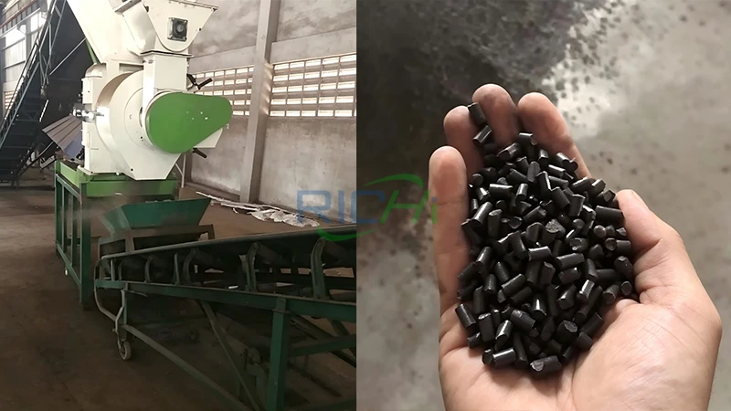 ベトナムで販売中の、処理能力2～3 T/Hの牛ふん肥料ペレット製造機