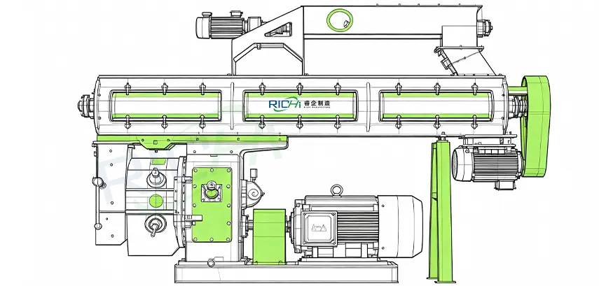 line drawing of chicken feed pellet machine